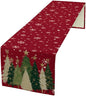 Merry Christmas Table Runner,Red Christmas Tree Snowflake Winter Seasonal Table Cloth Kitchen Dining Table Decoration for Home Party Decor 13x120 Inch