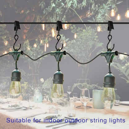 Stainless Steel S Hooks Curtain Clips, 50 Pack Hanging Party Lights Clips Hangers Gutter Photo, Art Craft Display, 2.4 Inch Long, Black
