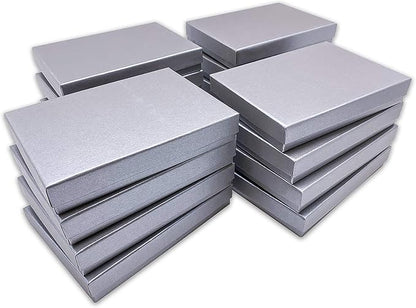 TheDisplayGuys - 25-Pack #53 Kraft Paper Cardboard Gift Boxes/Jewelry Cases w. Cotton Padding & Lid - Pearl Grey - (5.4" x 3.9" x 1.0")