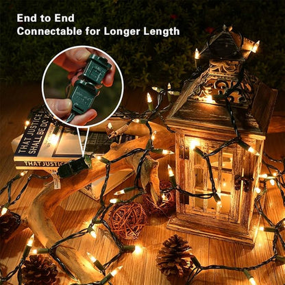 PhilzOps Clear Christmas Lights, 69.6ft 300Ct Warm White Incandescent Christmas String Lights, Connectable 120V UL Certified Indoor Xmas Tree Lights for Outdoor Wedding Party Decor, Green Wire