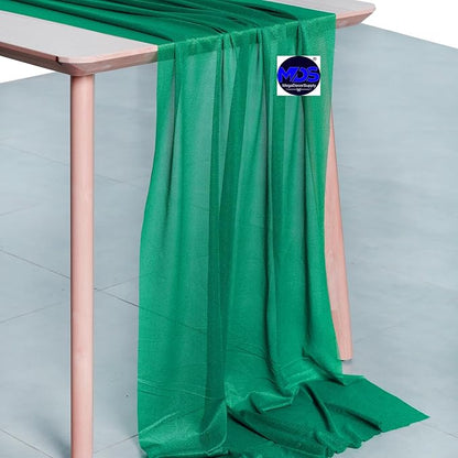 MDS 20 Pack 10ft Chiffon Table Runner 29 x 120 Inches Sheer Wedding Runner Romantic Rustic Table Runner for Wedding Decorations, Birthday Parties, Bridal Shower Party Arch Decor - Emerald Green