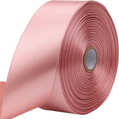 Rose Gold Solid Satin Ribbon 1-1/2 Inch 50 Yards Solid Polyester Fabric Ribbon for Gift Wrapping Wedding Christmas Baby Shower Birthday Party Decoration Handmade Immortal Flower Craft