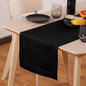 Cotton Linen Table Runner 120 Inches Long – Black Farmhouse Table Runner for Thanksgiving, Christmas – Washable Hemstitch Fabric Ideal for Winter Décor, Gift – Serena