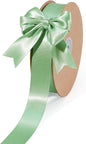 LaRibbons Sage Green Satin Ribbon 1 Inch 50 Yards Luxury Double Faced Green Silk Ribbon for Flower Bouquet Crafts Gift Wrapping Wedding Decoration