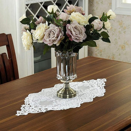 ARTABLE Rectangle Table Runner Lace Macrame Embroidered Table Runners with Exquisite Vintage Shabby Chic for Holiday Wedding Long Dinner Tables (White, 12 x 36 Inch)