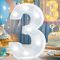 Pooqla LED Light Up Numbers, Warm White and Cool White Decorative Lighted Marquee Numbers, Light Up Numbers for Boys Girls Party, Wedding, Bar, Night Light, Room Decor, Birthday Decoration, Number 3
