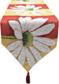 Tache Home Fashion DB9046TR-13X48 Colorful Red & Yellow Daisy Flower Loves Me Not Tapestry Table Runner 48 Inch