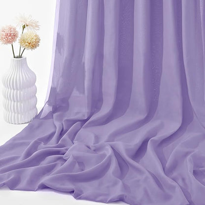 VACVELT Wedding Arch Draping Fabric, Lilac Chiffon, 2 Panels Sheer Drapes, 30 Inch x 20ft Chiffon Backdrop Curtain, Outdoor Sheer Drapery for Ceremony Party Ceiling