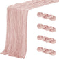 Aktor 4 Pack Dusty Pink Table Runner Boho Cheesecloth Table Runner Semi Sheer Gauze Fabric Runners for Wedding Birthday Baby Shower Party Boho Table Decoration（Dusty Pink）