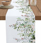 Botanical Eucalyptus Cotton Linen Table Runner for Dining Kitchen, Wedding Outdoor Party Tablerunners Decoration, Sage Green Leaves Elegant Floral Dresser Scarf Coffee Tablecloth Runners 13x36 Inches