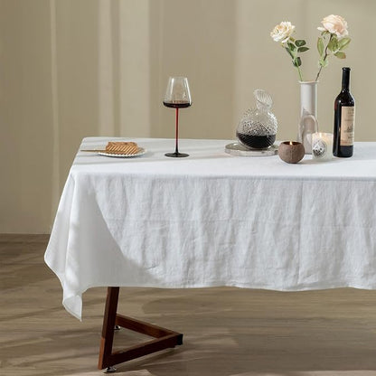 Talasily Linen Tablecloth 100% Pure Linen Table Cloth 60x120 Inches Rectangle Tablecloths Washable Cloths for Kitchen, Dining, Buffet Parties, Holidays, Picnic, Weddings and Restaurants-White