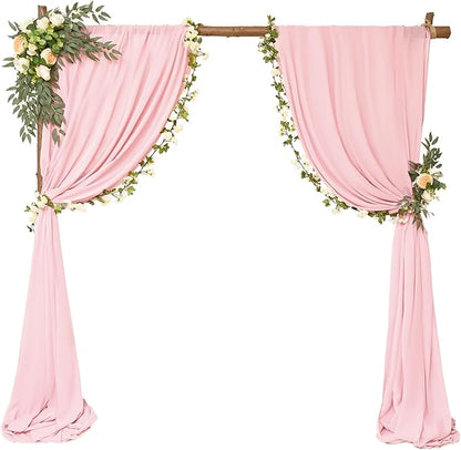 4 Panels Wedding Arch Draping Fabric 28" x 20Ft Wedding Arch Drapes Chiffon Fabric Drape Sheer Backdrop Curtain for Nuptials Birthday Party Swag Ceremony Arbor Drapery Reception Ceiling Decor(Pink)