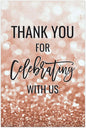Andaz Press Extra Large Wedding Easel Board Party Sign, 12x18-inch, Glitzy Faux Rose Gold Glitter, Thank You for Celebrating With Us, 1-Pack