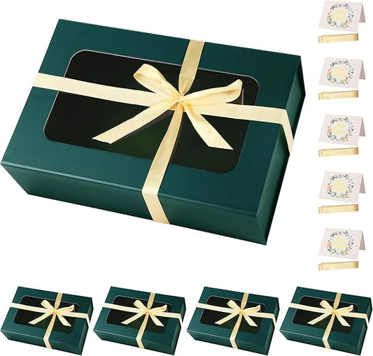 Green Large Gift Boxes with Window, 13.5"x9"x4.3" Bridesmaid Boxe for Gift Giving,Birthday Gift Box with Magnetic,Closure Lid Gift Boxes for Presents,Cute Boxe,Luxury for Gift Packaging,Gift Box for Wrapping Gifts