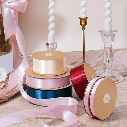 LaRibbons 1 1/2 Inch 50 Yard Double Faced Satin Ribbon,Light Pink Satin Craft Fabric Ribbon for Gift Wrapping Floral Bouquets Wedding Party Decoration
