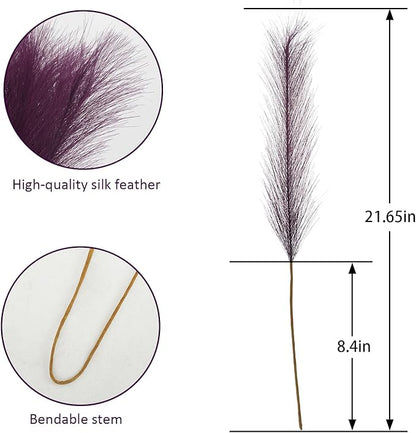 50pcs Pink Faux Pampas Grass Decor, 21.6" Short Artificial Pompous Grass Floral Fake Pompas Grass Branches Vase Filler Flower Arrangement for Home Wedding Boho Decor