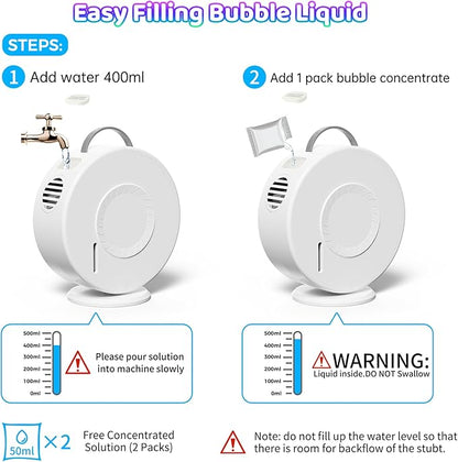 Bubble Machine for Kids Toddlers,90° 360° Auto Rotatable Portable Bubble Maker Toy for 3 4 5 Year Old, Automatic Bubble Blower with RGB Light Rechargeable, Outdoor Wedding Party Birthday Gifts