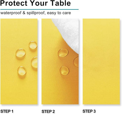 Hiasan Waterproof Tablecloth Rectangle - Washable Fabric Table Cloth for Dining Room Kitchen Birthday Party and Outdoor Use, Yellow, 70 x 90 Inch