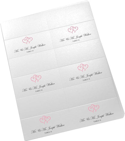 Linked Hearts Printable Place Cards, Pink (Choose Color), Set of 150 (25 Sheets), Laser & Inkjet Printers - Wedding, Party, Dinner, and Special Events - Made in the USA
