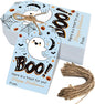 Aukolass 50Pcs Boo Gift Tags, Halloween Treat Tag for Spooky Boy Ghost Party Favor and Gift Wrapping Decoration (Blue Boo)