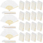 MCEAST 120 Pieces Wedding Handheld Paper Fans White Bamboo Folding Paper Fan with 120 Organza Bags Foldable Cool Wedding Favors Wedding Fans for Guests Party Favors DIY Decoration