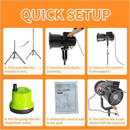 Foam Machine for Party Whit 9 LED Lights, Party Foam Machine with Water Tank, Foam Cannon for Garden, Pool, Indoor, Birthdays, Celebrations, and Backyard Events