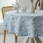 Pastoral Round Tablecloth - 60 Inch Dia. - Linen Fabric Table Cloth - Washable Table Cover with Dust-Proof Wrinkle Resistant for Restaurant, Picnic, Indoor and Outdoor Dining, Floral (Light Blue)