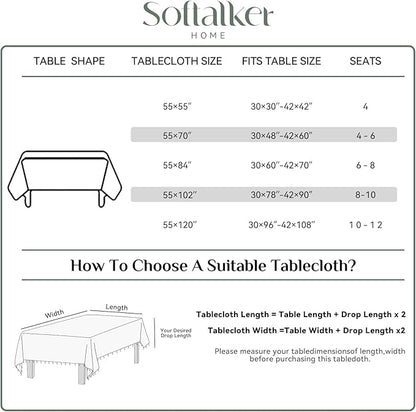 Softalker Checkered Tablecloth Rectangle, Heavy Weight Linen Gingham Christmas Table Cloth with Tassel, Washable Wrinkle Free Buffalo Plaid Table Cover for Dining/Party/Home - 55 x 84 Inch, Sage