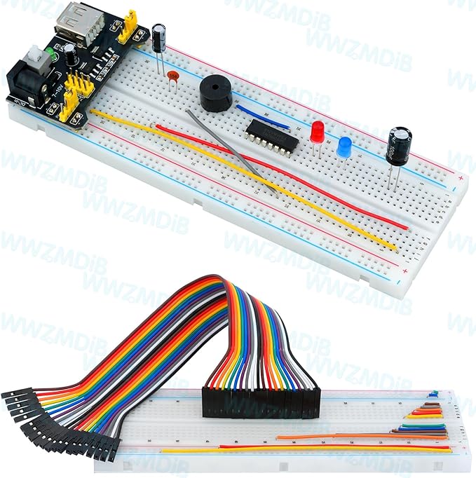 WWZMDiB 438 Pcs Electronics Breadboard Kit Beginner Starter Kit Compatible with Arduino,STM32,Raspberry Pi