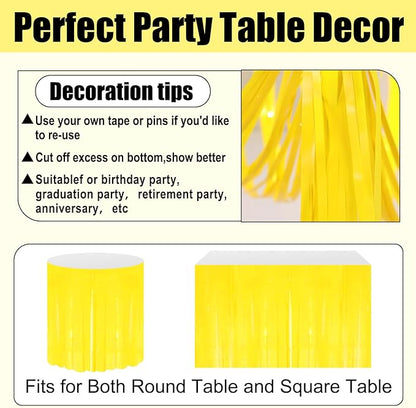 3 Pack 29x108 Inch Macaron Yellow Foil Fringe Table Skirts Metallic Banner for Tinsel Streamer Garland Backdrop for Parade Floats Wedding Thanksgiving Birthday Christmas Halloween Party Decoration