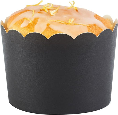 Panificio 10 Ounce Cupcake Wrappers, 200 Scalloped Baking Cups - Oven-Ready, Greaseproof, Black Paper Cupcake Liners, Disposable, For Birthdays, Baby Showers, Or Weddings - Restaurantware