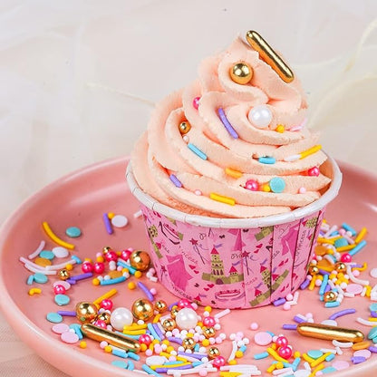 Rainbow Sprinkles for Cake Decorating 7ounce Cake sprinkles for Cupcakes Topper, Cookie Candy Decorations - Metallic Gold Sprinkles Sugar Pearls, Jimmies for Birthday wedding Celebrations Party