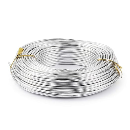 Fashewelry 114 Feet 10 Gauge Aluminum Wire Silver Bendable Metal Craft Wire for Beading Jewelry Craft Making (2.5mm)