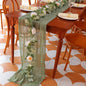 Snowkingdom Sage Green Cheesecloth Table Runner, 160 Inch 13 Ft Rustic Boho Sheer Gauze Cheese Cloth Runner for Wedding Bridal Baby Shower Birthday Home Party Table Centerpiece Deocrations