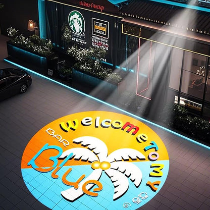 50W LED Logo GOBO Projector DJ Effect Light Including Free Custom Glass GOBO to Project Image for Advertising Business Hotel Company Store Wedding Indoor and Outdoor Use (50W)