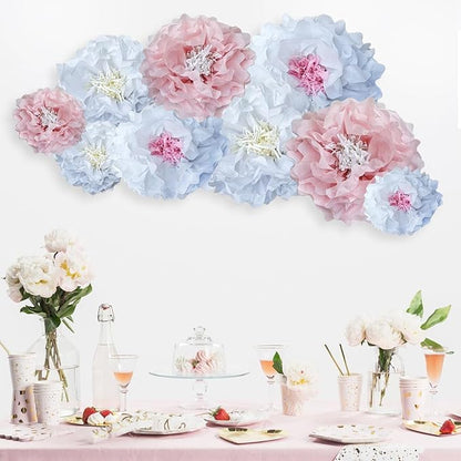 Pink Paper Flowers Decoration-Blush Pink Cream Colorful Paper Pom Poms Wall Decor for Baby Showers, Weddings, Graduations, Tea Parties, Engagement