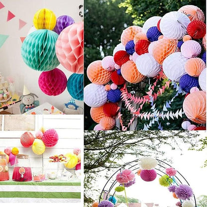 8pcs 10 inch Paper Honeycomb Balls Decorative Tissue Pom Poms Flower Art Hanging Balls for Birthday Wedding Nursery Baby Shower Home Decor (10inch, Dark Green)