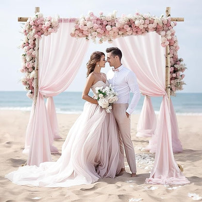 Wedding Arch Draping Fabric, 1 Panel 28" x 19Ft Blush Arch Drapes Sheer Backdrop Curtain for Wedding Ceremony Party Ceiling Decor
