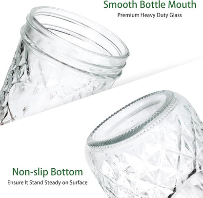 Mason Jars 16oz,Canning Jars with Metal Airtight Lids and Bands,Wide Mouth Mason Jars Ideal for Spice, Jam, Honey, Jelly, Yogurt, overnight oats,Meal Prep, Wedding Favors,6Pack