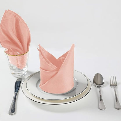 Cloth Napkins 20x20 inch Washable Polyester Dinner Napkins Soft Table Napkins for Wedding Party Dining Banquet(Dusty Pink,100PCS)