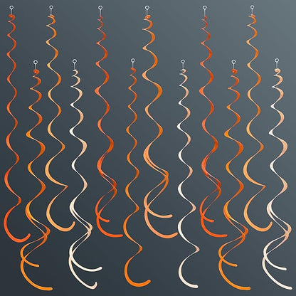 36Pcs Orange Hanging Swirl Decorations Ombre Orange Felt Swirl Streamer Spiral Ceiling Garland for Fall Autumn Harvest Thanksgiving Birthday Wedding Baby Shower Bachelorette Party Supplies