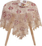 Round Embroidered Lace Tablecloth Vintage Decorative Exquisite Border Table Cover for Party Wedding Home Decorations, Round-60, Red