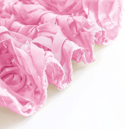 Efavormart 90"x132" Wholesale Rectangle Table Cover Pink Grandiose Rosette 3D Satin Tablecloth for Wedding Party Event Decoration