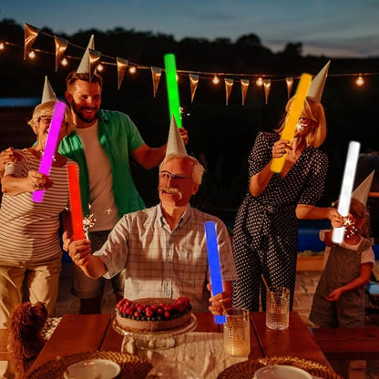 Glow Foam Sticks Bulk, 24 Pcs Orange Giant LED Light Up Sticks Flashing Glowing Baton Wands Party Supplies for Wedding, Raves,Concert,Birthday,Christmas, Halloween,Sporting Events
