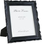 Cuspin 8x10 Picture Frame Black, Vintage Handmade Resin Frame with Carved Texture & Glass Front, Antique Retro Design for Tabletop Display or Wall Hanging, Black Photo Frames Home Decor
