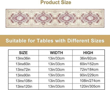 Boho Bohemia Table Runner, Vintage Blue Gold Retro Flower Rustic Country Floral Printed Pattern for Home Kitchen Table Decor Dining Coffee Room Garden Party Wedding Decor 13x108in
