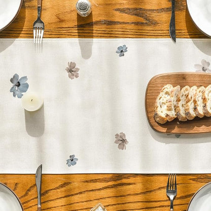 Artoid Mode Brown Poppy Floral Leaves Spring Table Runner, Seasonal Summer Kitchen Dining Table Decoration for Home Party Decor 13x48 Inch