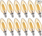 FLSNT LED Candelabra Light Bulbs 40W Equivalent, B11 E12 Small Base Chandelier Bulbs, 2200K Warm White, Dimmable, 330LM, Amber Glass Finishing, 12 Pack UL,CA65 Listed.