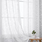 VISIONTEX White Sheer Voile Curtains, Decorative Leaves Embroidery Faux Linen Rod Pocket Window Drapes for Home Kitchen, Living Room and Bedroom 54 x 108 Inch, Set of 2 Curtain Panels