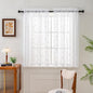 VISIONTEX Sheer Voile Curtains, Decorative White Leaves Embroidery Faux Linen Rod Pocket Window Drapes for Home Kitchen, Living Room and Bedroom 54 x 54 Inch, Set of 2 Curtain Panels